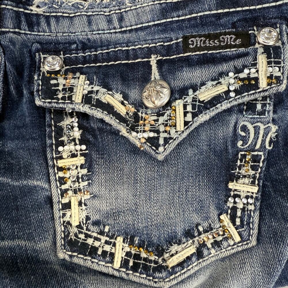 Miss Me Jeans Women's 27x33 (4) Blue Signature Boot Tall Western Bling EUC - Picture 4 of 16